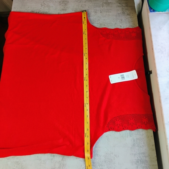 Lauren Ralph Lauren Red Crochet Knit Short Sleeve Top Boho Summer Plus Size 3X - Picture 12 of 13